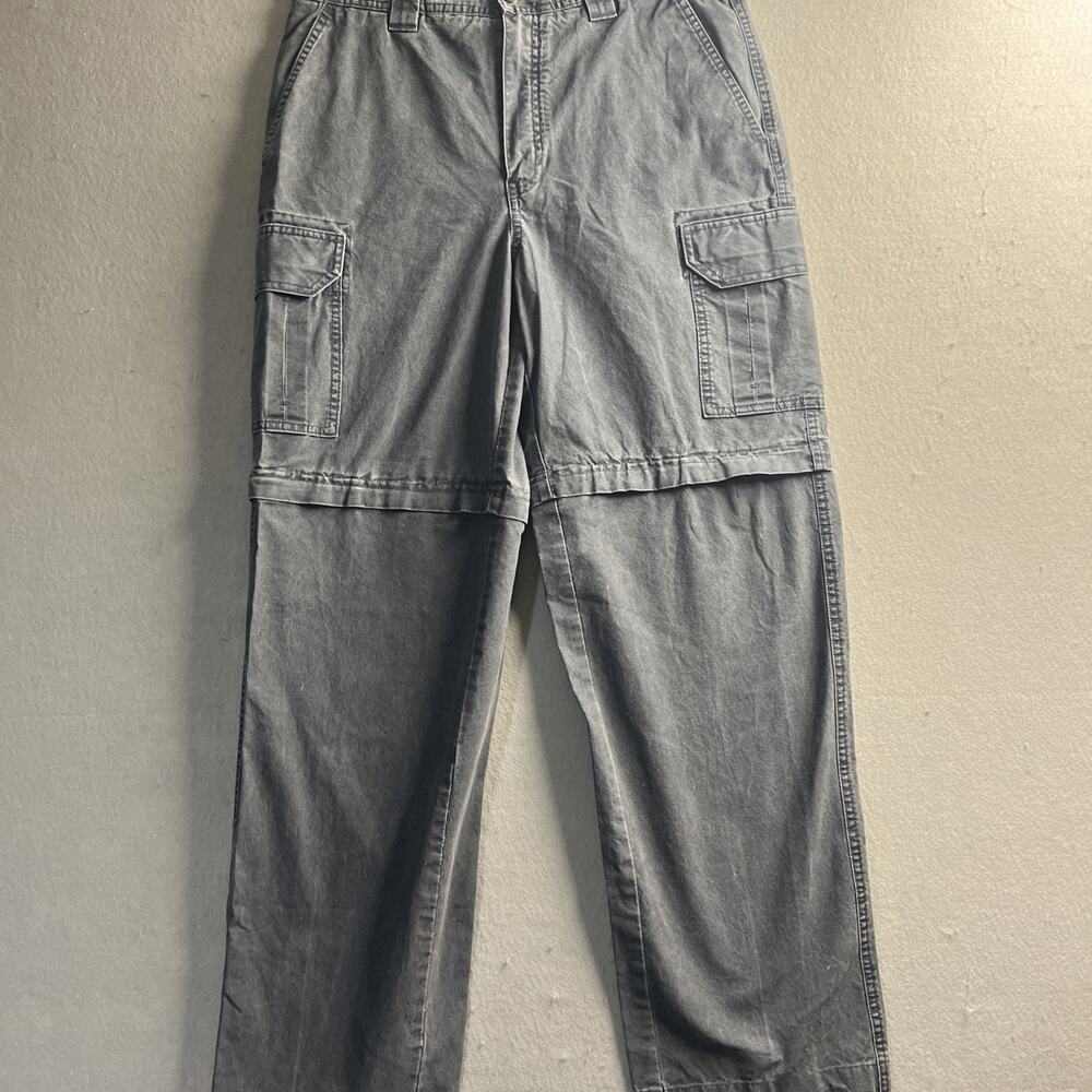 LL Bean Cargo Pants Mens 32x34 Charcoal Grey Trendy Baggy Wide